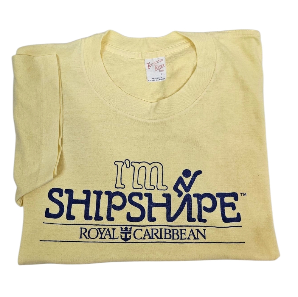 Vintage 80s Royal Caribbean I'm Shipshape Single Stitch Yellow T-Shirt Large C5 - Picture 10 of 10